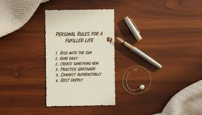 Handwritten FLR rules list beside a fountain pen on dark wood