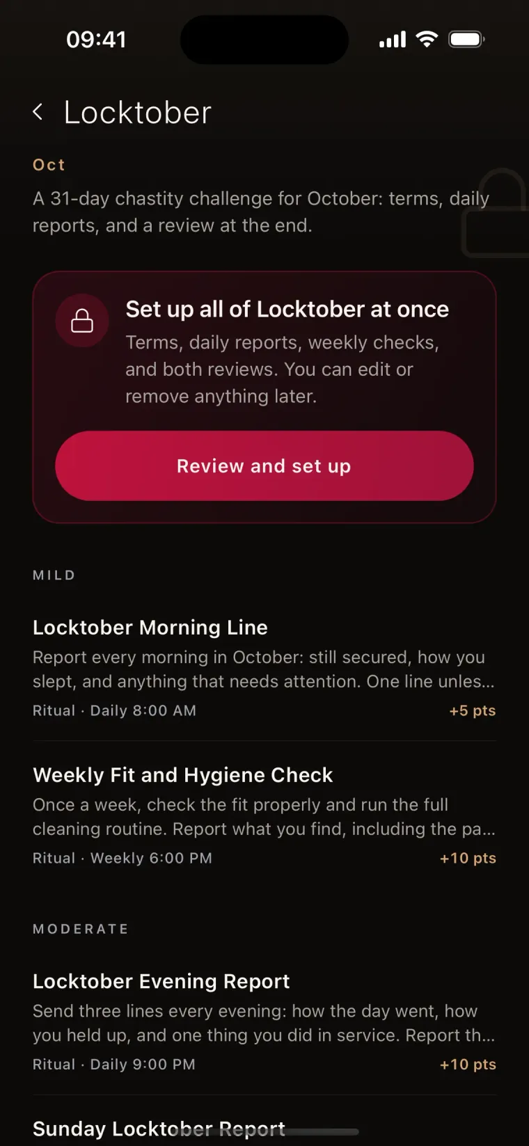 Kneel Locktober idea pack: a 31-day chastity challenge set up at once