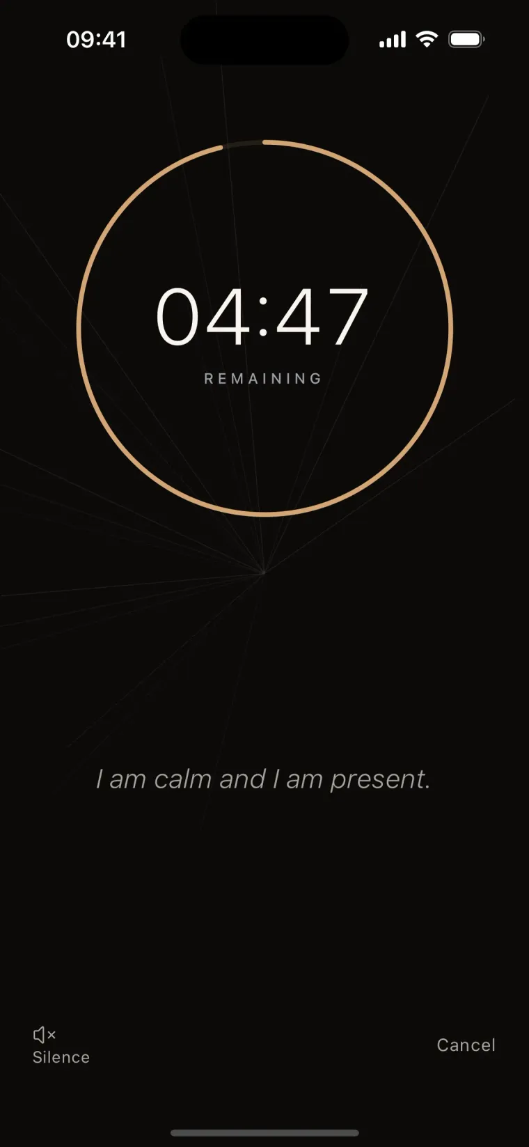 Kneel mantra session timer: I am calm and I am present
